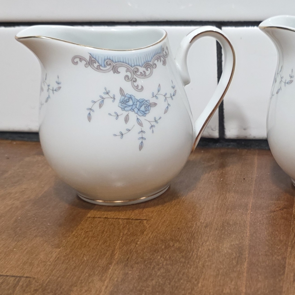 Elegant Blue and White Floral Creamer
